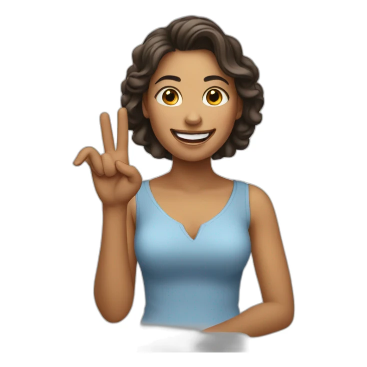 A woman making a finger, and just smilling. sticker