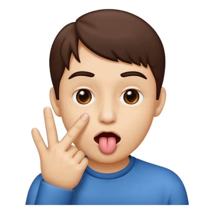face with two fingers to its mouth and tongue between fingers sticker