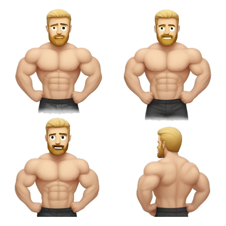super muscular white man flexing down with a beard and a tank top sticker