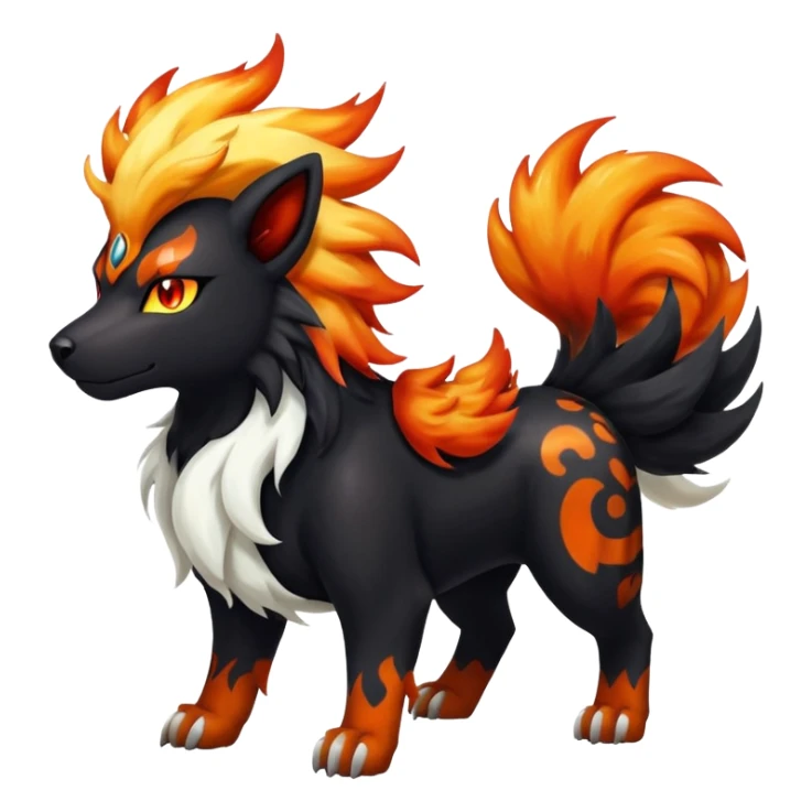 Shiny Exotic Gothic Rapidash-Houndoom-Arcanine-Pokémon-Fakémon-hybrid-creature sticker