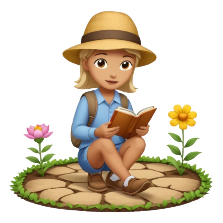 someone who's walking on a path and the person is reading a panel to learn about a flower. the person is redaing a panel which is on the ground sticker