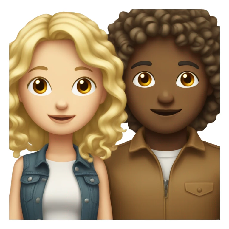 blonde girl and brunette boy with curly hair  sticker
