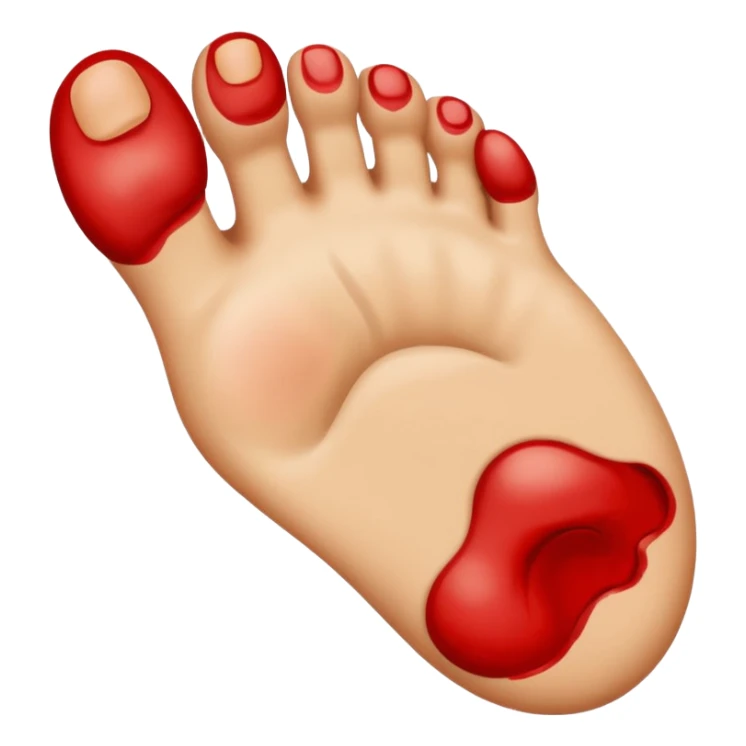 foot with sad face and pain marks sticker
