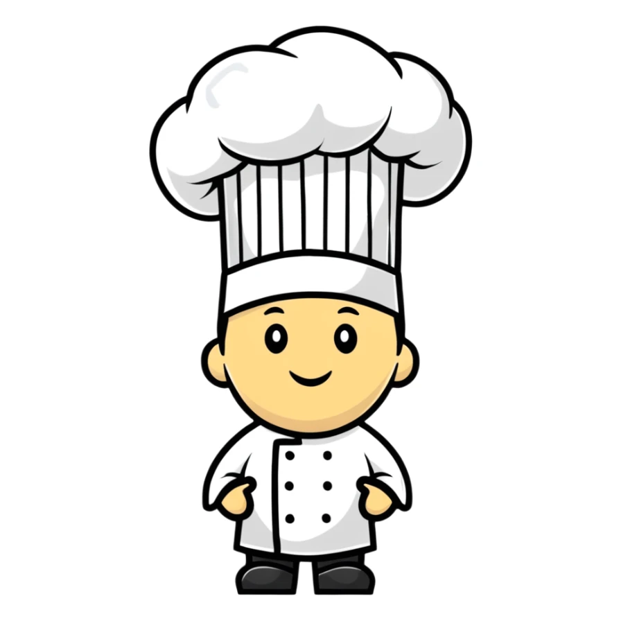 A traditional white chef's hat, tall and puffed, symbolizing culinary expertise sticker