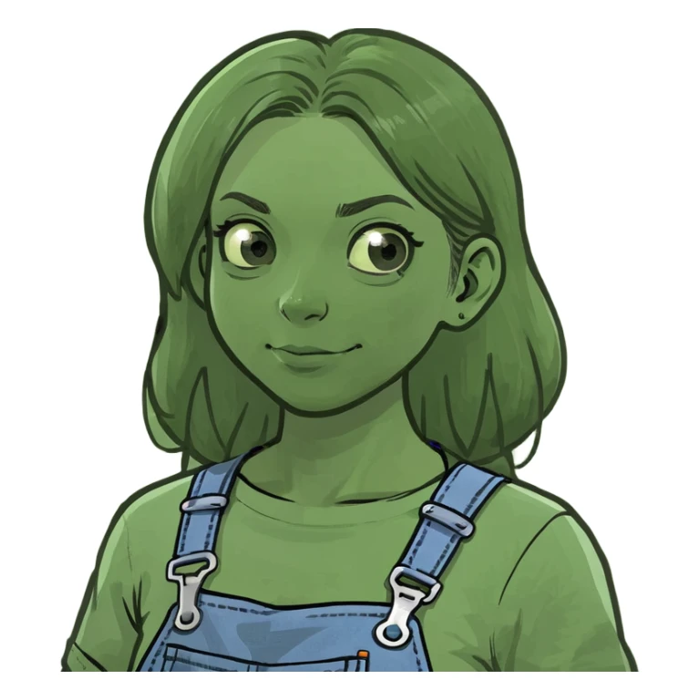 A woman in overalls sticker