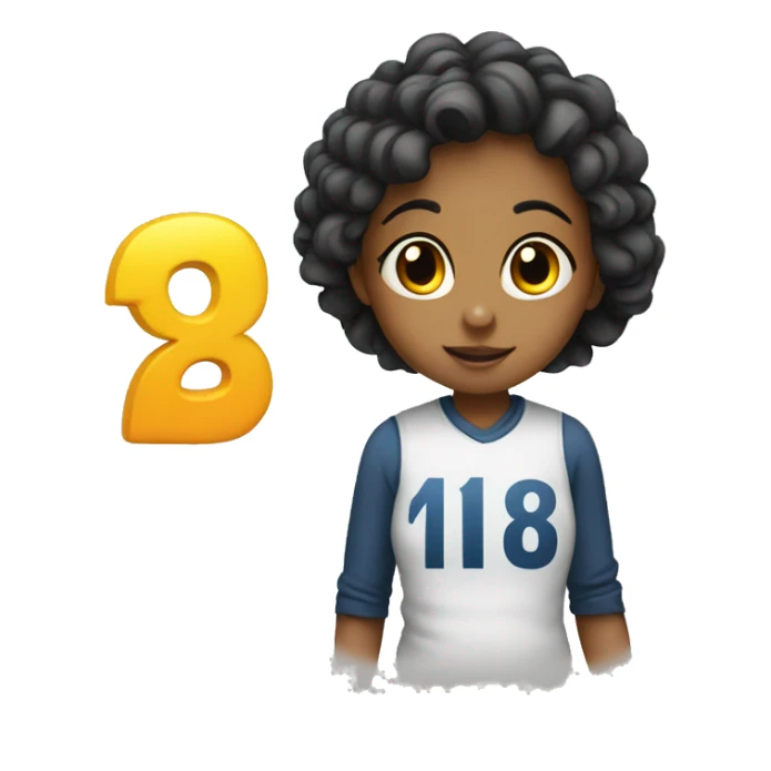 Numbers 18 with a girl sticker