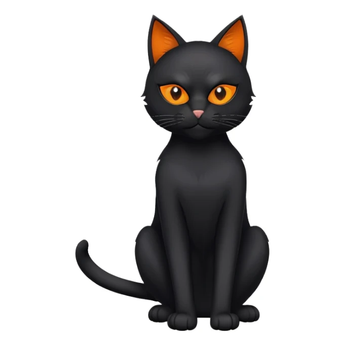 black cat full body sitting with a mask sticker