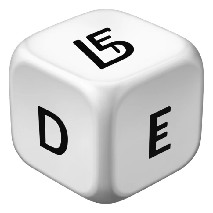create a dice with the word der die das written on each visible side sticker
