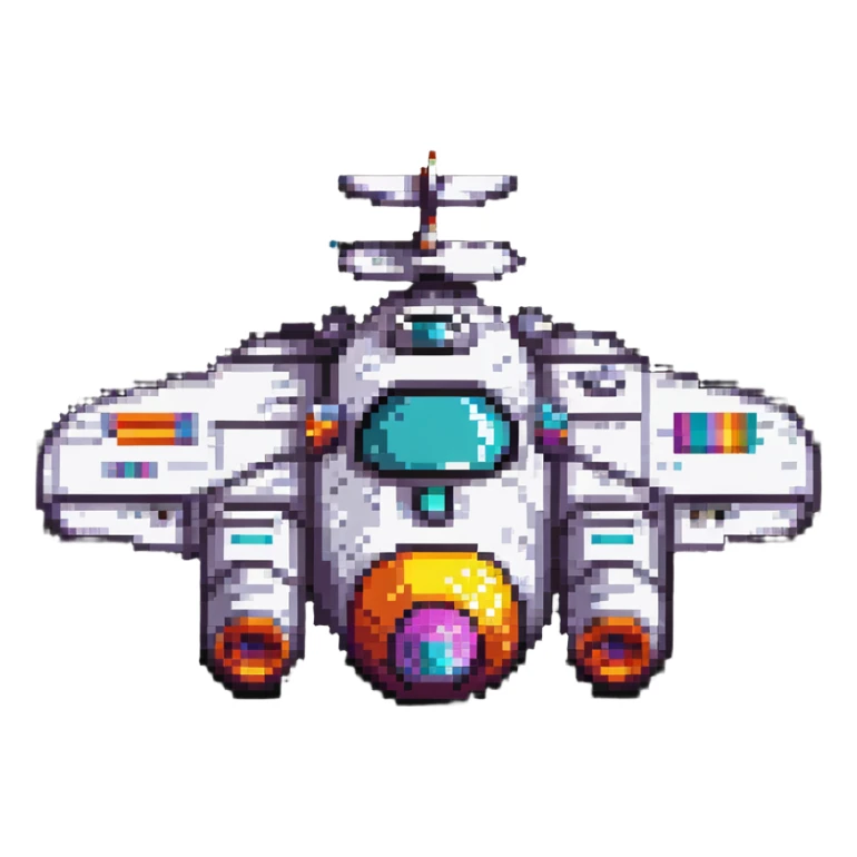 retro space cruiser with rounded edges and colorful details sticker