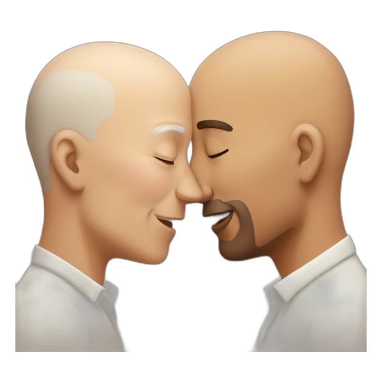 bald older white man kissing brown man sticker