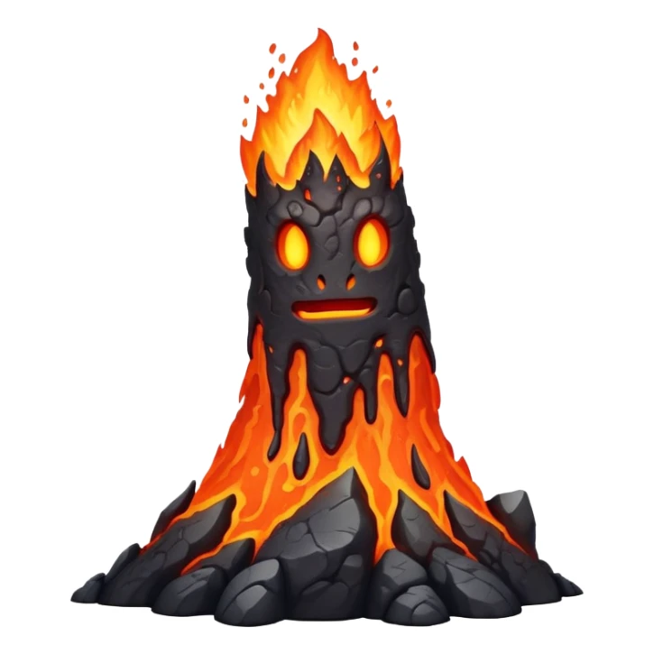 a mystical fast lava creature without arms with molten lava on its head and some rocky shoulders sticker