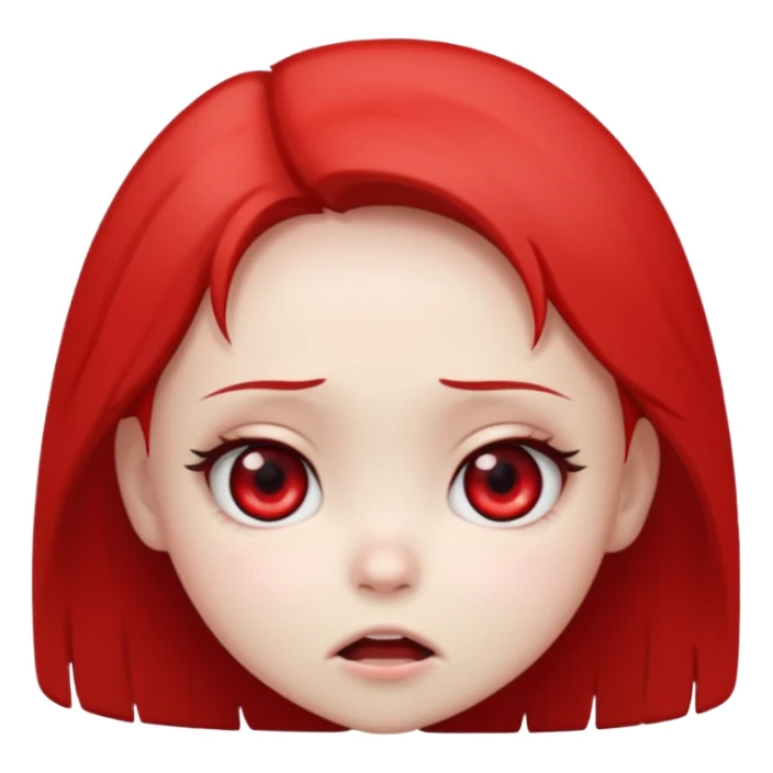 Cartoon Vampire chibi girl, red eyes, a scared expression on her face  sticker