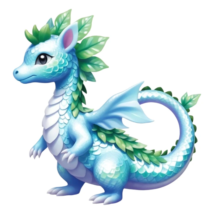 Shiny Sparkly beautiful gorgeous ethereal Scaley Exotic Shaymin-Aurorus-Dragonair-Fakémon-hybrid-creature (full body) sticker
