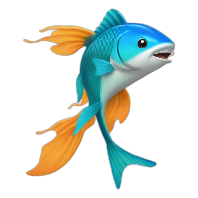 logo of fins and a fish sticker