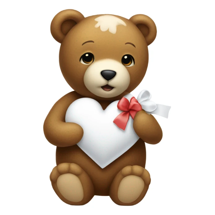 Teddy Bear holding a white heart with a bow in its ear sticker
