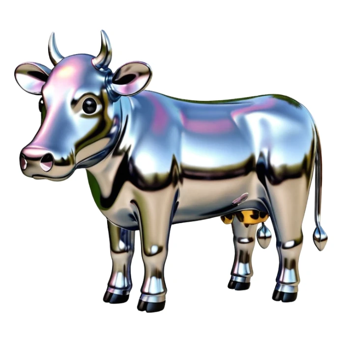   jeff koons style metallic SPAM cow sculpture  sticker
