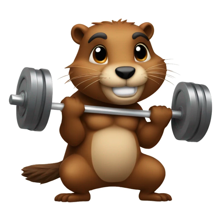 A beaver with strong muscles lifts the barbell sticker