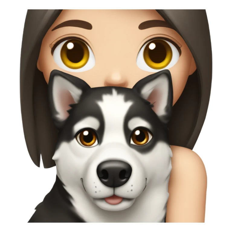 brunette girl with a black and white husky  sticker