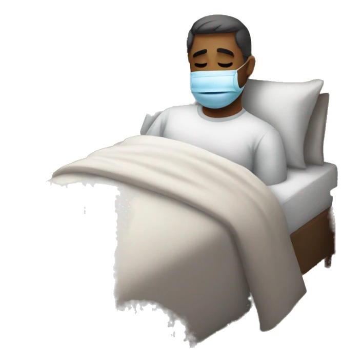 A man have mask and sleeping on bed sticker