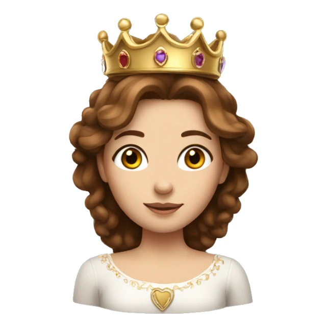 beautiful girl whit brown hair and a Crown sticker