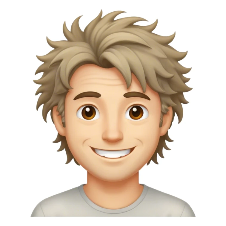 Guy zonked out with messy hair smiling sticker