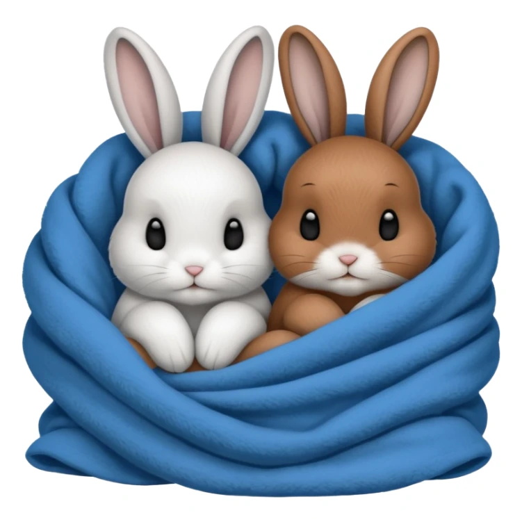  Two bunny's also black, brown & white, in a blue blanket cuddling together sticker