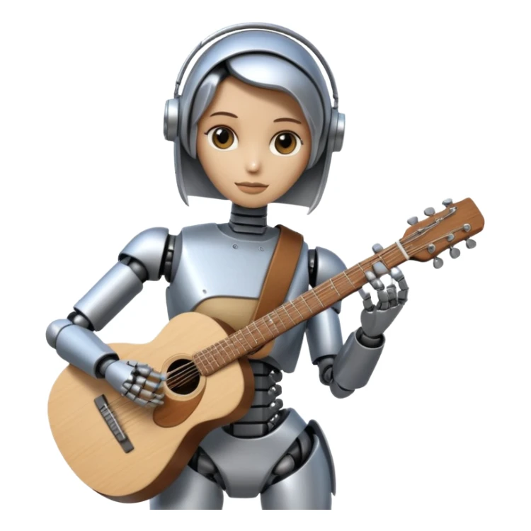 a robot carry her note and guitar and try to change the world sticker