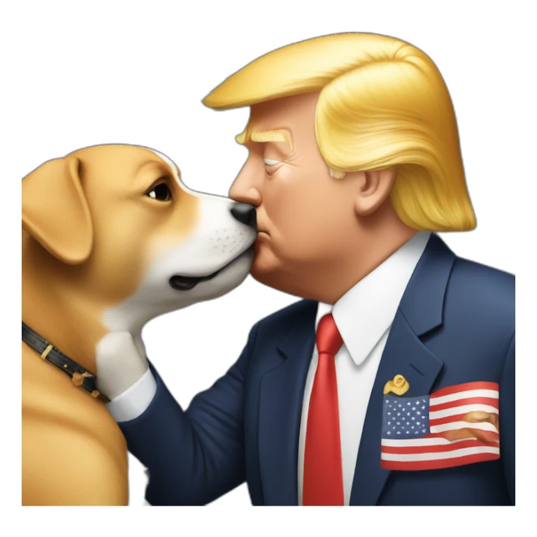 trump kissing a dog sticker