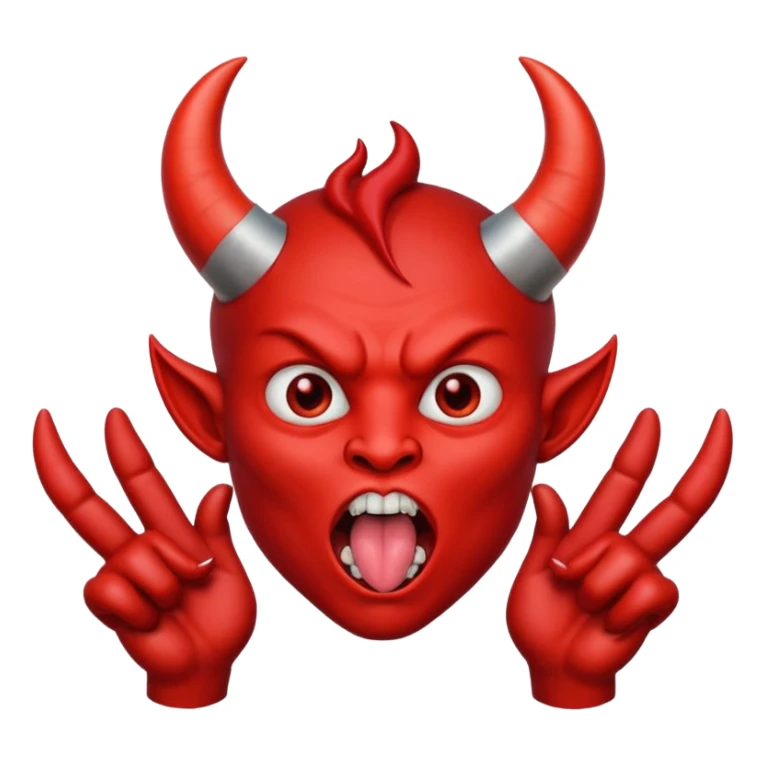 person sticking tongue out with devil horn hands around mouth sticker