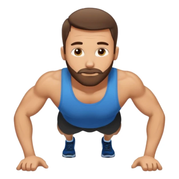 White man 2day stubble beard very short brown hair doing pushups  sticker