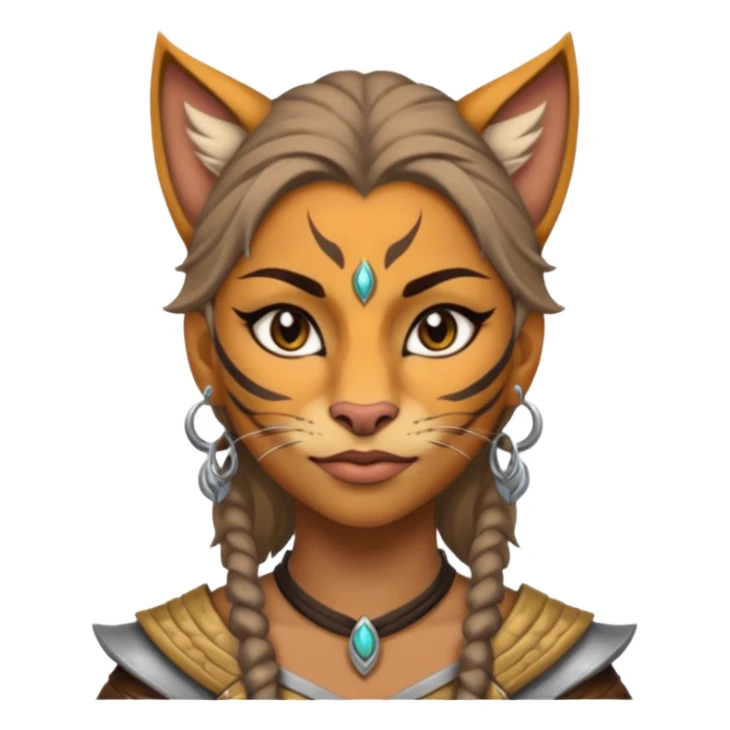 ESO female khajiit warrior with lashes and earrings sticker