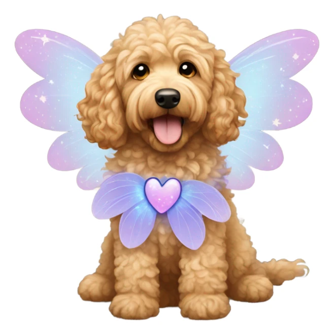 Curly golden doodle with fairy wings  sticker