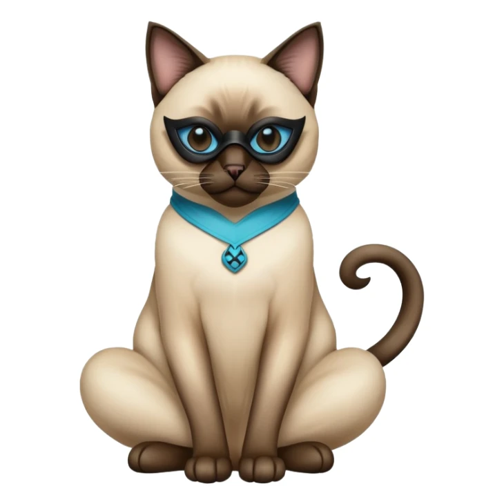 siamese cat full body sitting with a mask sticker