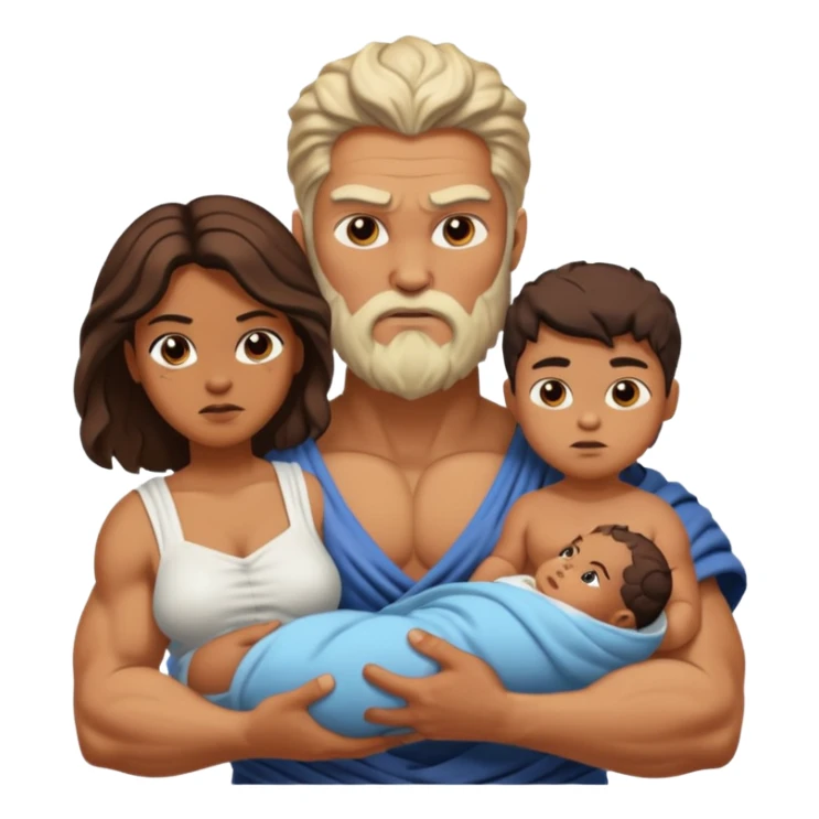 zeus a women and a baby  sticker