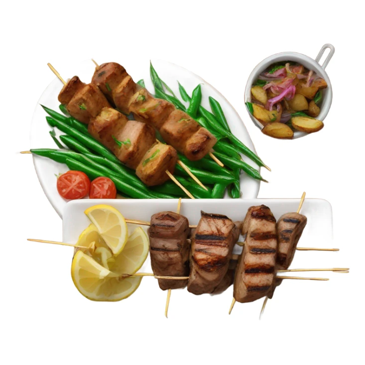 Souvlaki plate with green beans and potatoes  sticker
