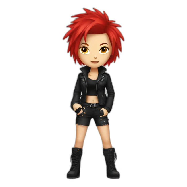 Female punk,red and black short hair sticker