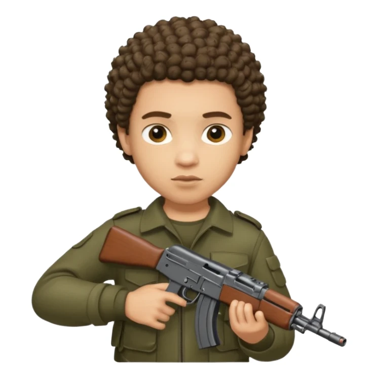 AK47 in hand, light skin male with shortest curly hair  sticker