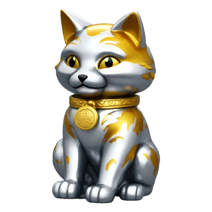 fully chrome fox statue in the form of maneki neko sticker