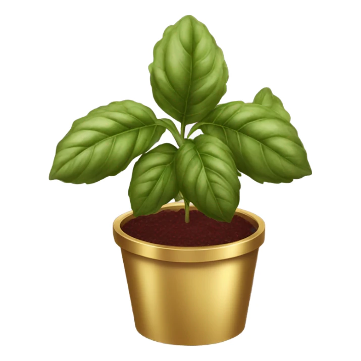 Burgundy basil in gold pot sticker