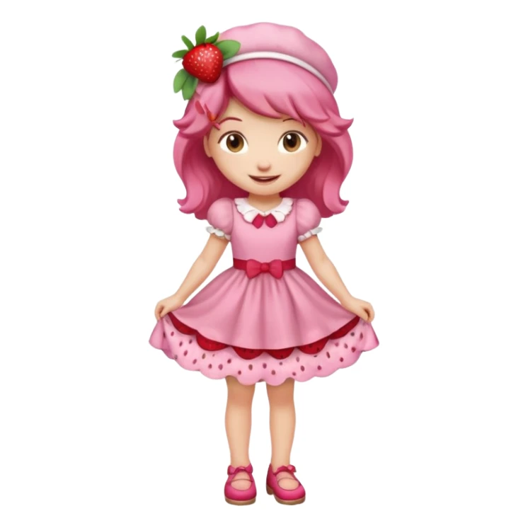 pretty and cute realistic modern day cartoon character strawberry shortcake full body sticker