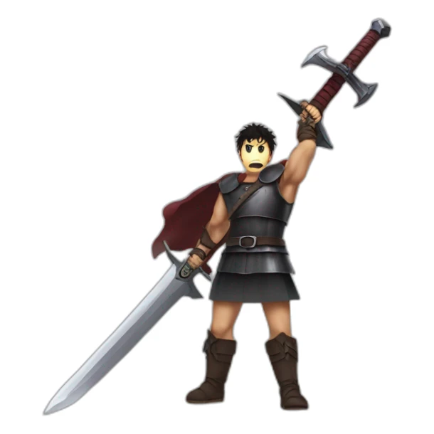 angry berserk guts carrying a huge sword on his shoulder sticker