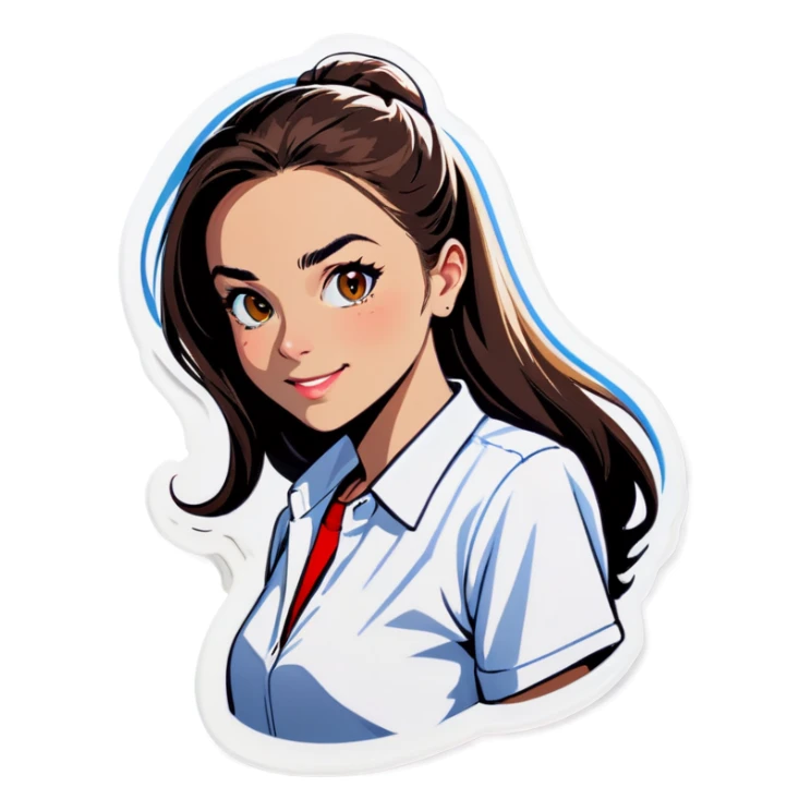 young woman in white shirt sticker