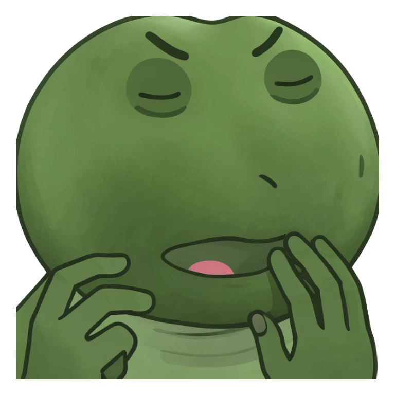 Emoji with eyes closed and a hand pinching my its mouth  sticker