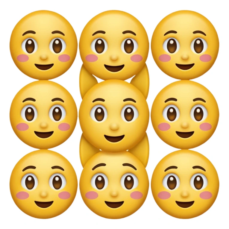 Create emoticons for me with a face in different emotions, these are supposed to be those yellow round faces that are on the keyboard sticker