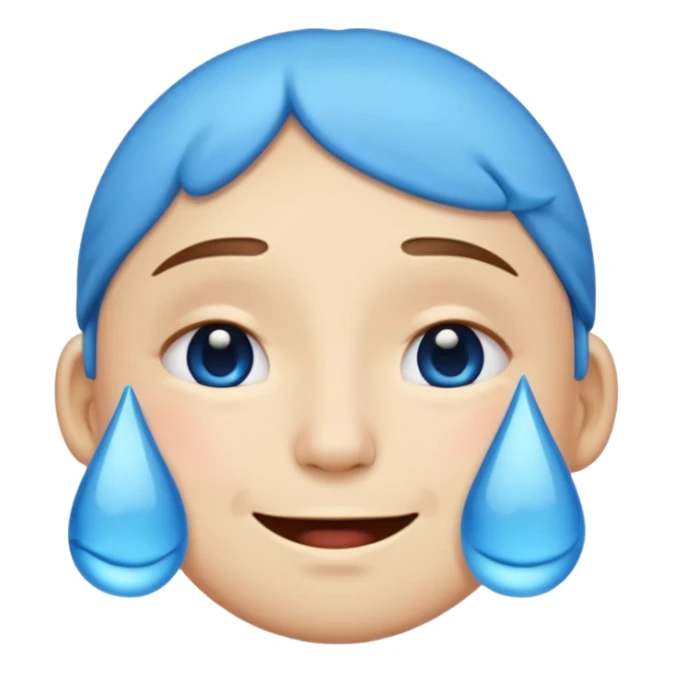 Pleading Face emoji, smiling with closed eyes and two large blue tears—iOS style. sticker