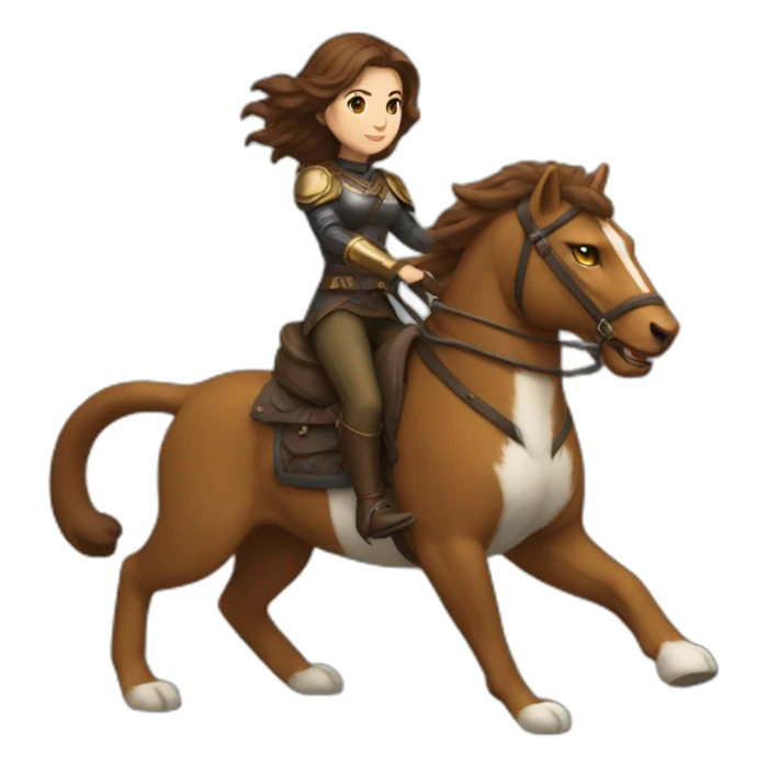 brown hair women riding Battle cat sticker