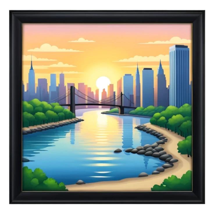 NY East river shore at sunrise sticker