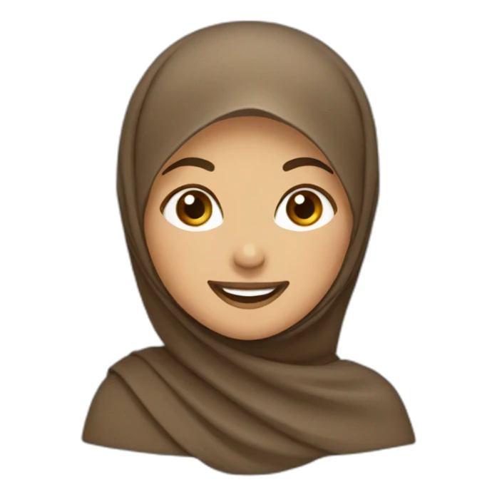 A happy girl wear a brown hijab and wink sticker