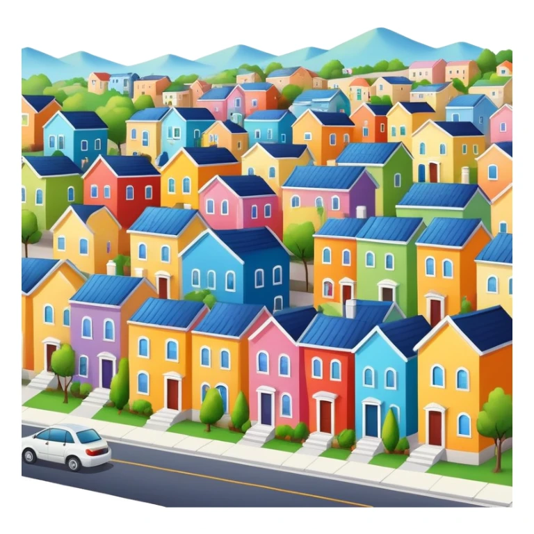 Neighborhood with colorful houses sticker