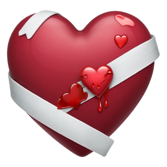 Heart bandaged burgendy shjny sticker